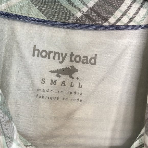 Horny Toad Mens Short Sleeve Plaid Button Down Shirt Green Grey Organic Cotton S - Picture 6 of 12